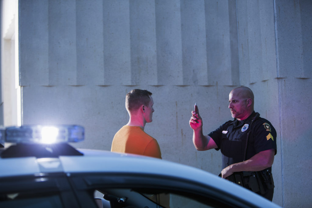 Police performing sobriety test