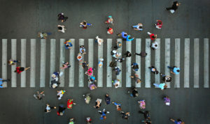 Pedestrians on crosswalk