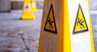 Caution slippery surface sign