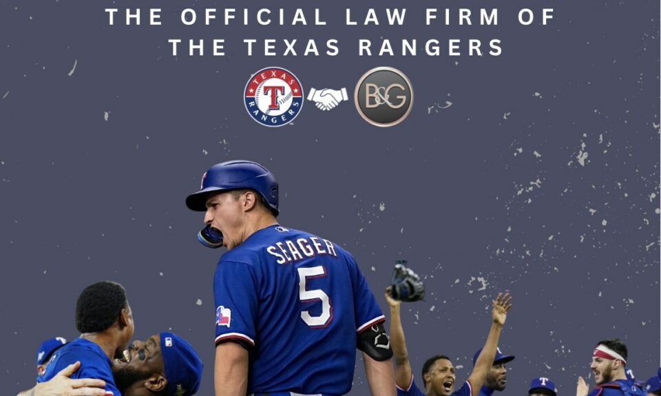 Bailey & Galyen, patrocinador oficial del bufete de abogados de los Texas Rangers, felicita al equipo por ganar la Serie Mundial 2023