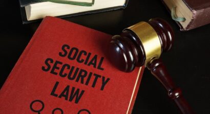 Social security law is shown using a text