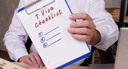 T Visa Checklist inscription on the sheet.