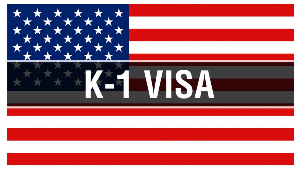 US symbol with American K-1 Visa sign background