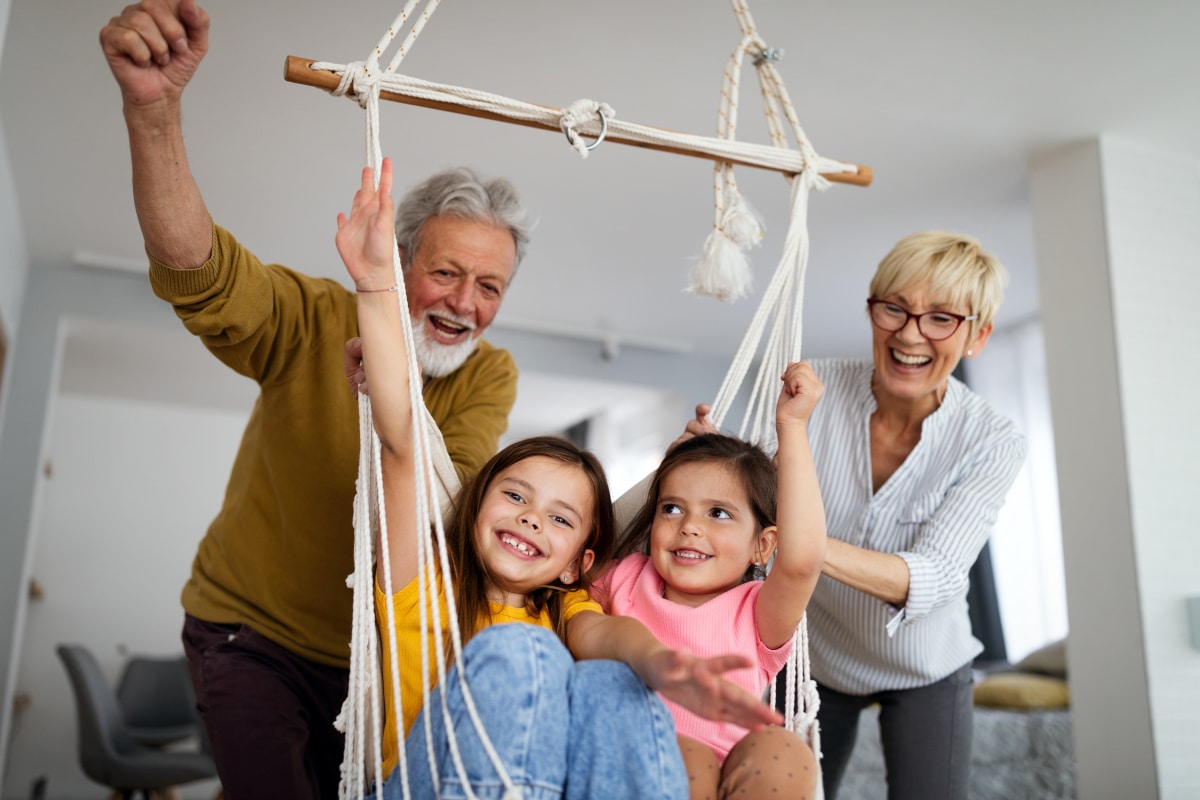Grandparents’ and grandchildren playing.
