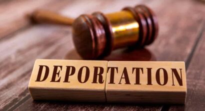 Two wooden blocks with the word "DEPORTATION"