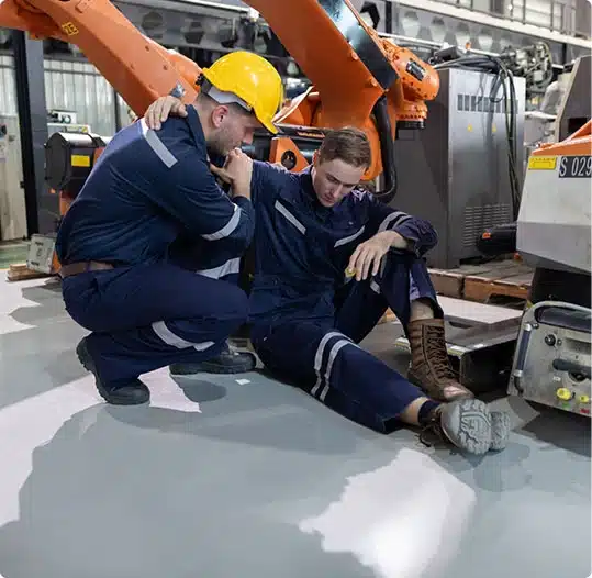 injured worker being helped by another worker