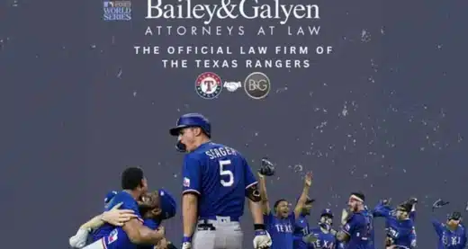Bailey & Galyen, Official Law Firm of the Texas Rangers, Congratulates Team on Winning 2023 World Series